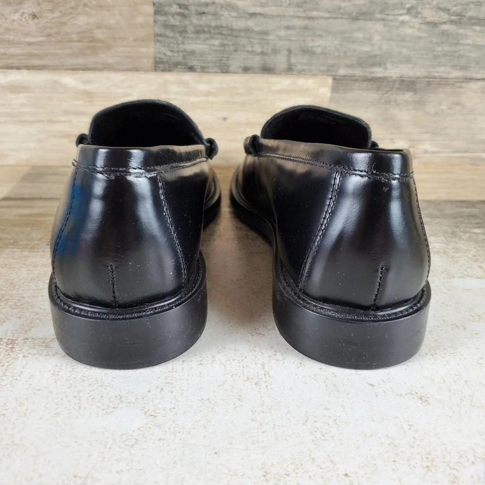 Steve Madden Madison Loafer Shoes Women Sz 7.5 M Black Leather Slip On Round Toe